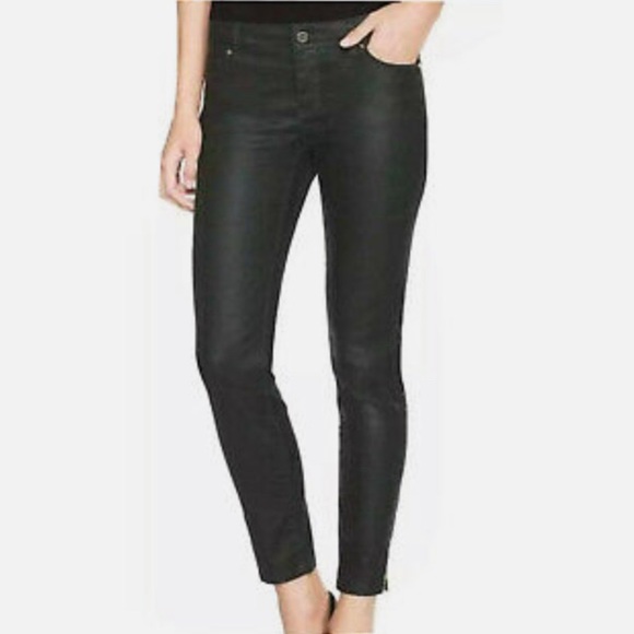 WHBM Black shimmering skimmer pants with zipper ankles - Size 0 - Picture 7 of 7